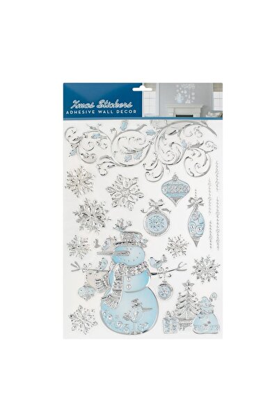 OEM Christmas Decorative Stickers Snowman Snowflakes Ornaments Silver 29x47cm