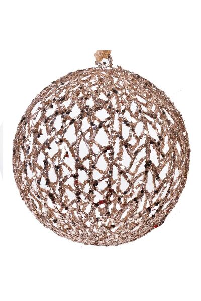 OEM Ornament Brad de Craciun Glob Bej Glitter Ø15cm