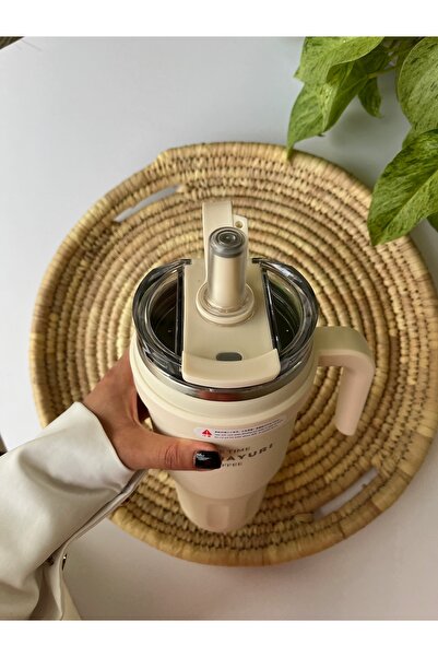 SITARAYURI HZ035 Insulated Mug with Handle and Straw, 750ml, for Travel and Coffee