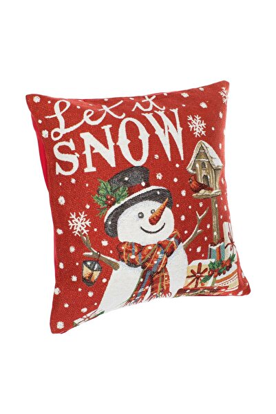 OEM Red Christmas Decorative Pillow Cover with Lurex Snowman 40x40cm