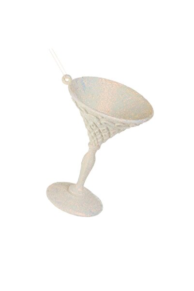 OEM Christmas Tree Ornament Cocktail Glass with Pink Glitter 9cm