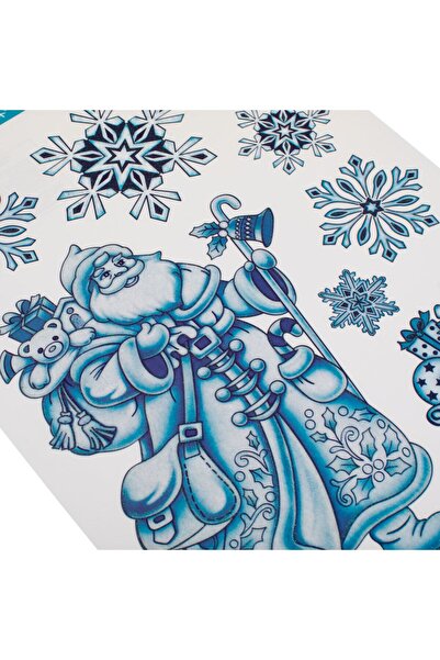 OEM Autocolante Decorative de Craciun Mos Craciun Sanie Fulgi Glitter Bleu 30x38cm