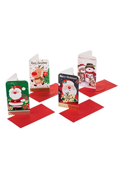 OEM Christmas Money Greeting Cards Set 4 Different Designs Santa Claus 9x16cm & Envelope - 4pcs