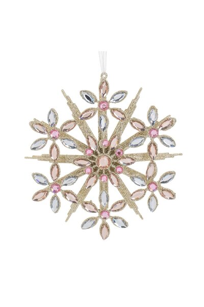 OEM Ormanent Brad de Craciun Fulg 3D Bej cu Glitter & Cristale 13x2x13cm