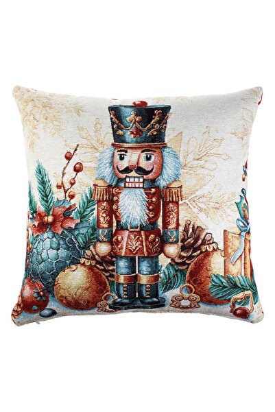 OEM Christmas Decorative Pillowcase with Nutcracker Pattern with Silver Lurex 50x50cm