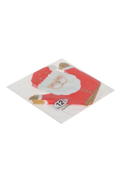 OEM Red and White Santa Claus Shaped Table Napkins 33x33cm - 12pcs