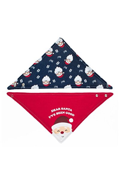OEM Set of Cotton Scarf Bibs Navy Blue & Red Santa Claus One Size - 2pcs
