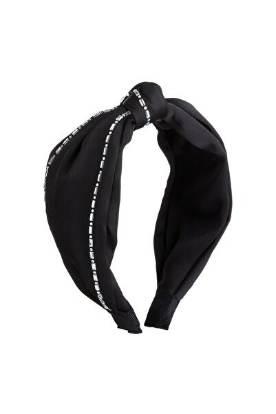 OEM Satin Black Wide Hair Crown with Silver Rhinestones & Knot