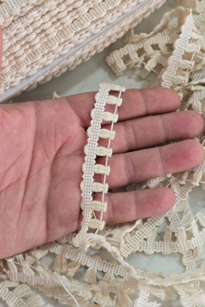 Morlay Cotton Ribbon Tassel Fringe, Natural Raw Weaving, Bohemian Rustic Tassel Edge Width: 2.5 cm