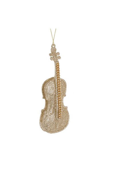OEM Christmas Tree Ornament Violin with Beige Glitter 6x15cm