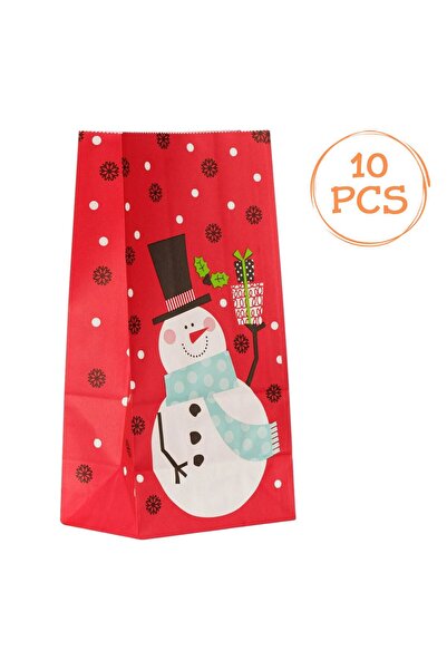 OEM Χριστουγεννιάτικες Χάρτινες Σακούλες για Γλυκά με Τύπωμα Χιονάνθρωπου 12x...