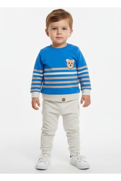 gigigiyim Striped Boy's Suit with Teddy Bear Detail