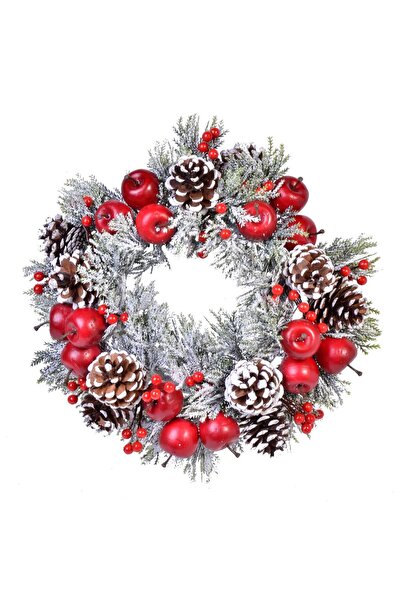 OEM Inel Decorativ de Craciun pentru Lumanare Zapada Conuri Mere Berries 34cm