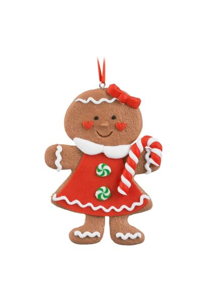 OEM Ornament Brad de Craciun Figurina Om de Turta Dulce cu Rochie 7x10cm