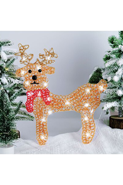 OEM Ren Decorativ de Craciun cu 20 de Becuri LED 30x34cm - Alb Cald