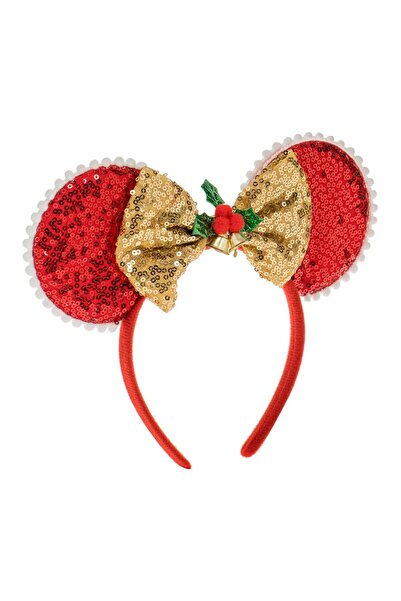 OEM Coronita Par de Craciun cu Urechi Rosii Funda Aurie Paiete Vasc 9cm