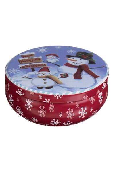 OEM Λευκό Αρωματικό Κερί Mini σε Μεταλλικό Κουτί Χιονάνθρωπος Ø11x4cm