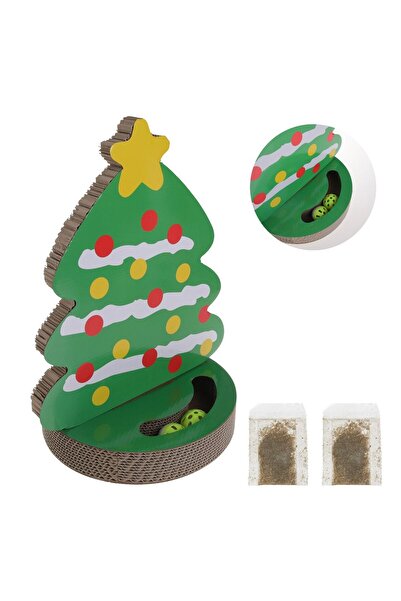 OEM Interactive Cat Scratching Post Christmas Tree with Balls & Catnip 25x30x39cm