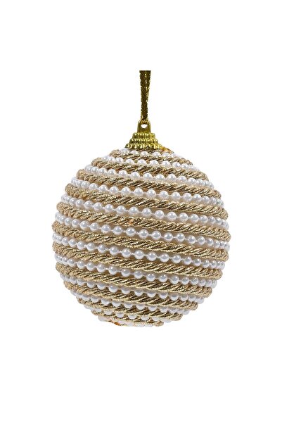 OEM Ornament Brad de Craciun din Spuma Glob Auriu cu Siret Auriu & Margele Al...