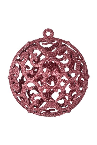 OEM Set of Pink Gold Christmas Baubles with Glitter Ø6cm - 6pcs