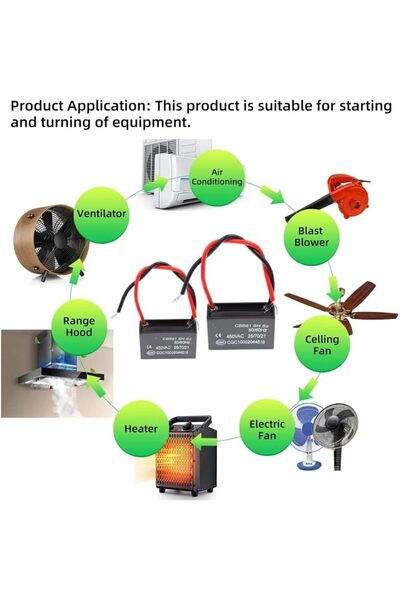 ce1 CBB61 Motor Running Capacitor,1.5 µF 450VAC 50/60Hz, for Fan and Air Conditioner 2PCS