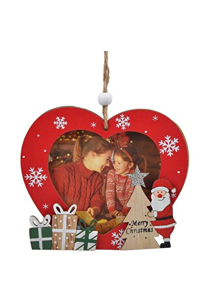 OEM Ornament Brad de Craciun din Lemn pentru Poza Inima Rosie Mos Craciun Cad...