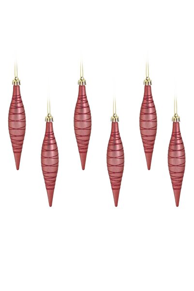 OEM Set Ornamente de Craciun Turturi Roz cu Dungi Glitter 16cm - 6buc