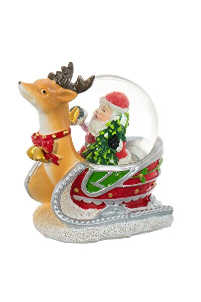 OEM Glob de Zapada Decorativ de Craciun Sanie cu Cerb & Mos Craciun cu Brad 11cm