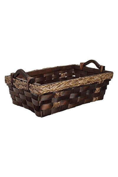 OEM Cos Decorativ de Craciun Dreptunghiular din Bambus Maro Impletit 38x28x13cm