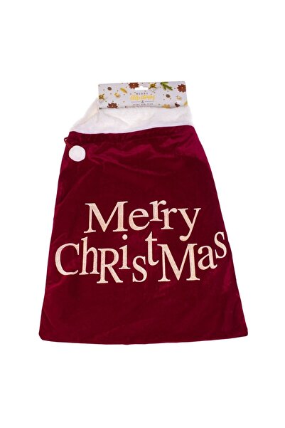 OEM Burgundy Velvet Christmas Bag with Gold Glitter & Message 50x75cm
