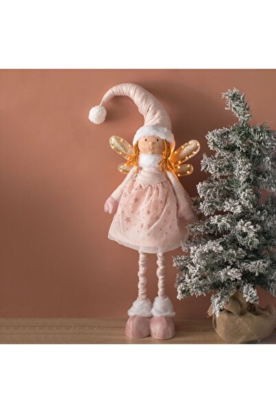 OEM Figurina Ingeras cu Rochie Roz & Picioare Extensibile cu LED de Craciun 1...