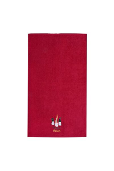 OEM Red Cotton Towel with Christmas Gnome Figures 90x50cm