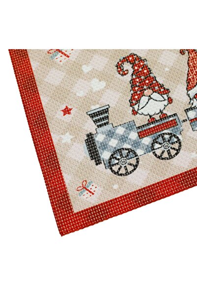 OEM PVC Stand Christmas Plates Beige Red Santa Claus Gnome Trains 45x30cm