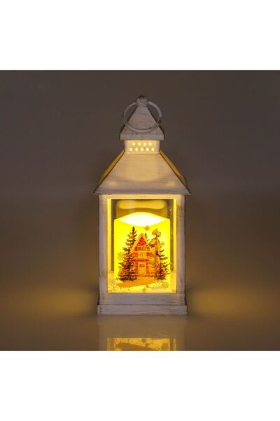 OEM Felinar Suspendabil Decorativ Alb Brushed Lumanare & LED 10x10x24cm