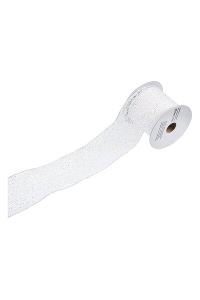 OEM Panglica Decorativa Brad de Craciun Alba Irizanta Plasa - 5mx63mm