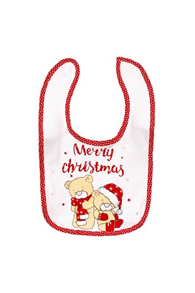 OEM Baveta de Craciun din Bumbac Alba cu Ursuleti "Merry Christmas" - One Size