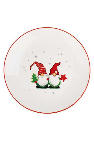 OEM Farfurie de Portelan Alb cu Gnome Stea Brad de Craciun Ø19cm