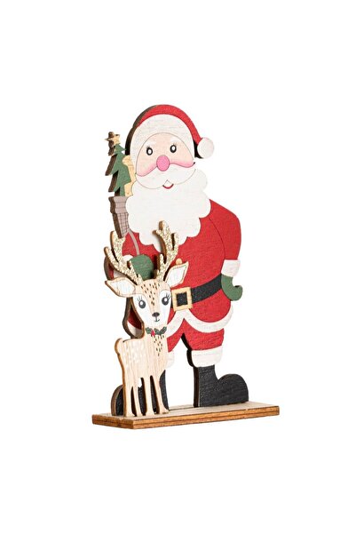 OEM Ξύλινη Χριστουγεννιάτικη Διακόσμηση Ελάφι Άγιου Βασίλη Γκλίτερ Μπεζ Σαμπα...