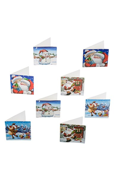OEM Set Felicitari de Craciun cu 4 Modele Diferite 5.5x5.5cm - 8buc