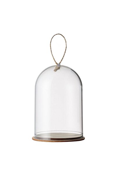 OEM Transparent Plastic Dome with Wooden Base Decorative Christmas Ø10x17cm