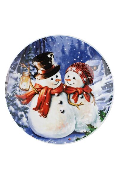 OEM Farfurie de Craciun din Portelan Om de Zapada Peisaj Nins Ø19cm