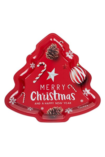 OEM Διακοσμητική Χριστουγεννιάτικη Μεταλλική Πλάκα Κόκκινο Δέντρο με Κώνους κ...