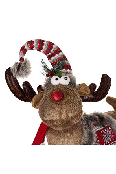 OEM Christmas Decorative Figure Deer Extendable Legs Red Scarf 75-98cm