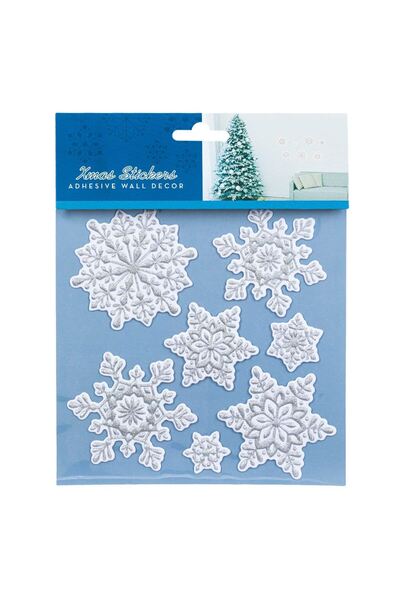 OEM Autocolante Decorative de Craciun Fulgi Albi Argintii Glitter 18x23cm