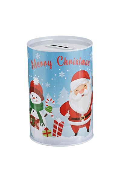 OEM Pusculita Metalica cu Om de Zapada Mos Craciun Ø10x15cm