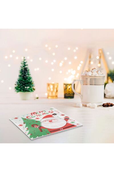 OEM Table Napkins with 1 White Rhinestone Santa Claus Tree 33x33cm - 80pcs