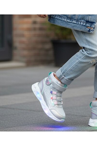 JOJO KIDS Girl's Lighted Orthopedic Thick-Soled Velcro Boots, Colorful Heart Boots