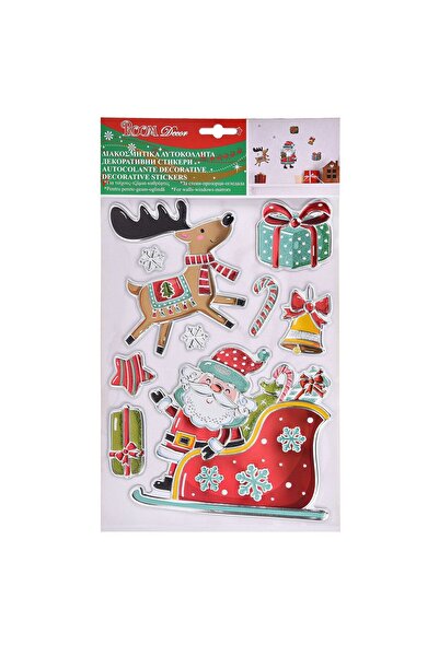 OEM Autocolante Decorative de Craciun Mos Craciun cu Sanie Cerb Cadouri Color...