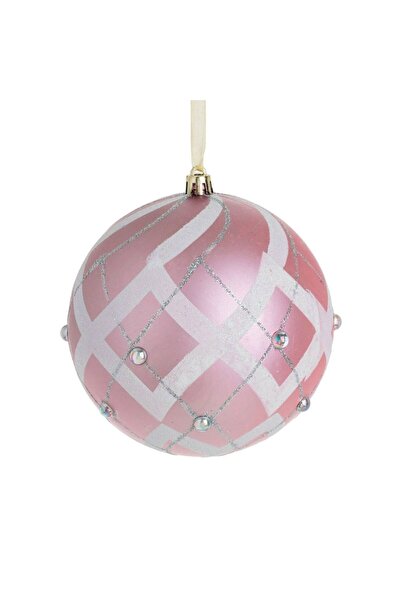 OEM Christmas Tree Ornament Pink Globe with Glitter & Strass Ø10cm