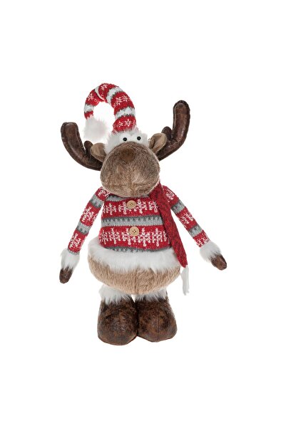 OEM Figurina Decorativa de Craciun Cerb cu Picioare Telescopice Caciula 80-95cm